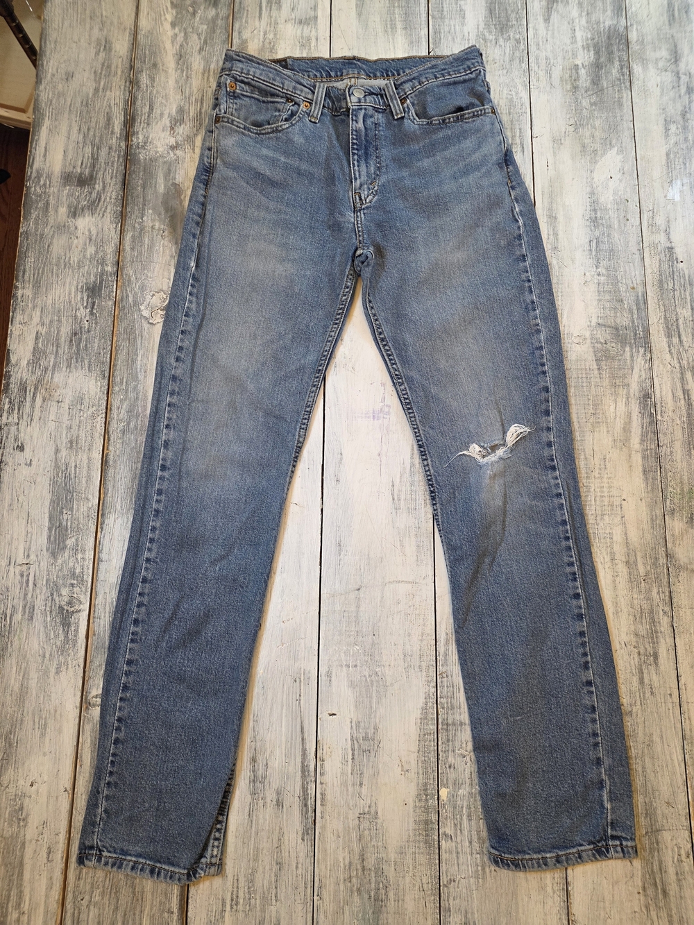 Levi's 511 Men's Faded Blue Slim Straight Jeans with Knee Distress sz 32x32
